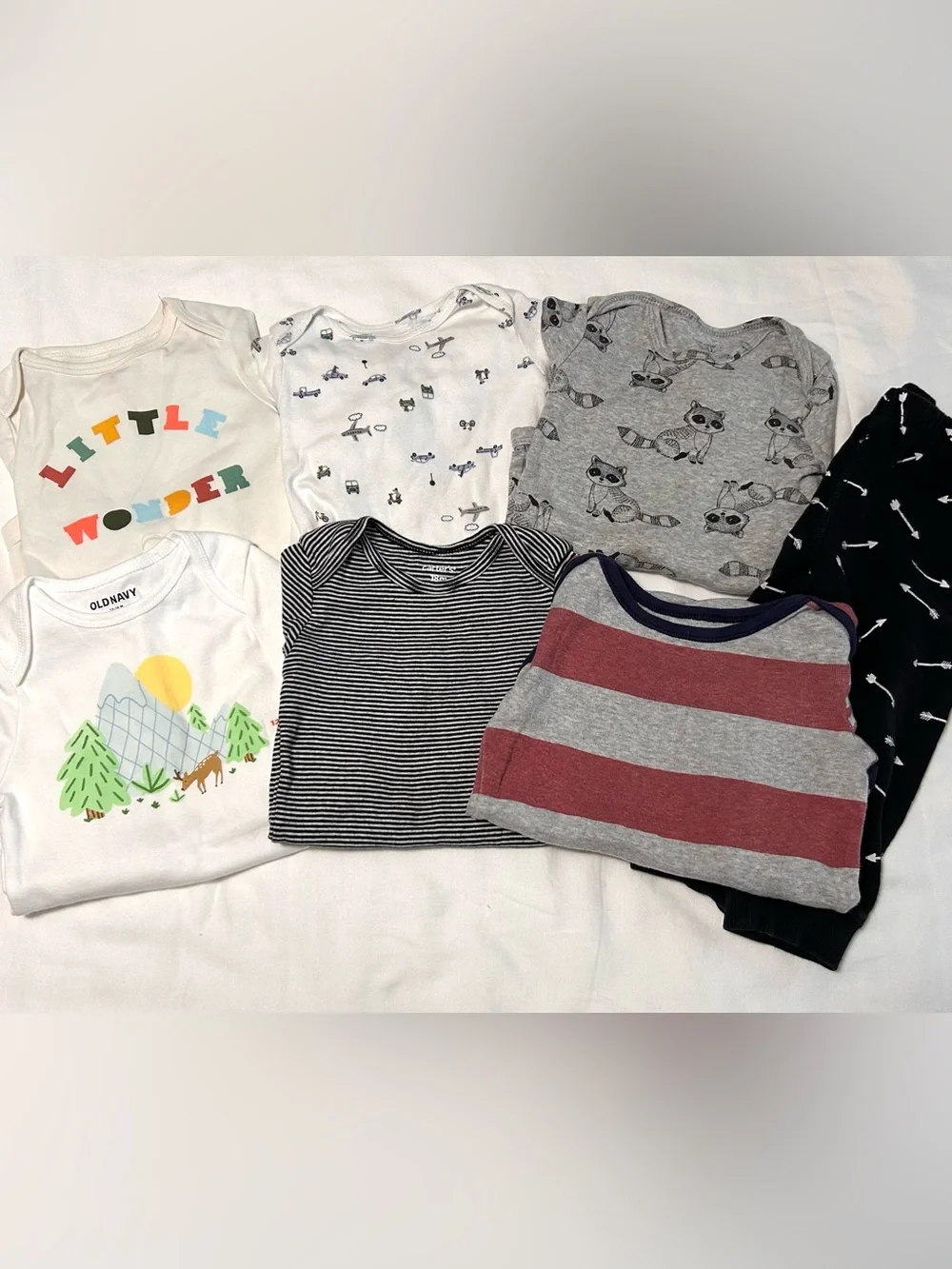 18 Month Toddler Long and Short Sleeve Bodysuits Pants 7 pieces! Excellent Cond